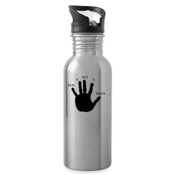 Gamer Hand - Trinkflasche mit integriertem Trinkhalm - Lightsilver - Rechts