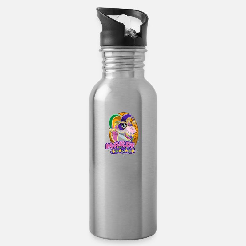 Karneval-süßes Einhorn mit netter Maske - Trinkflasche mit integriertem Trinkhalm - Lightsilver