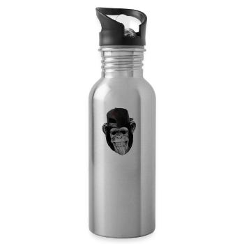 Cooler Affe - Trinkflasche mit integriertem Trinkhalm - Lightsilver - Rechts