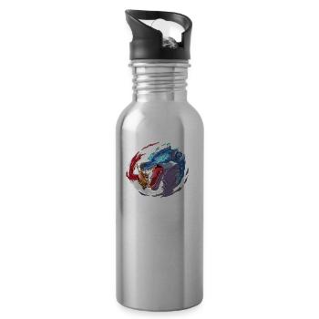 Viking Fenrir Gott Wölfe Nordic Mythologie Kampf - Trinkflasche mit integriertem Trinkhalm - Lightsilver - Rechts