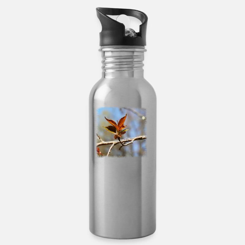 nature - Trinkflasche mit integriertem Trinkhalm - Lightsilver