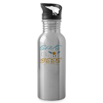 Save the bees - Water bottle with straw - silver - Right