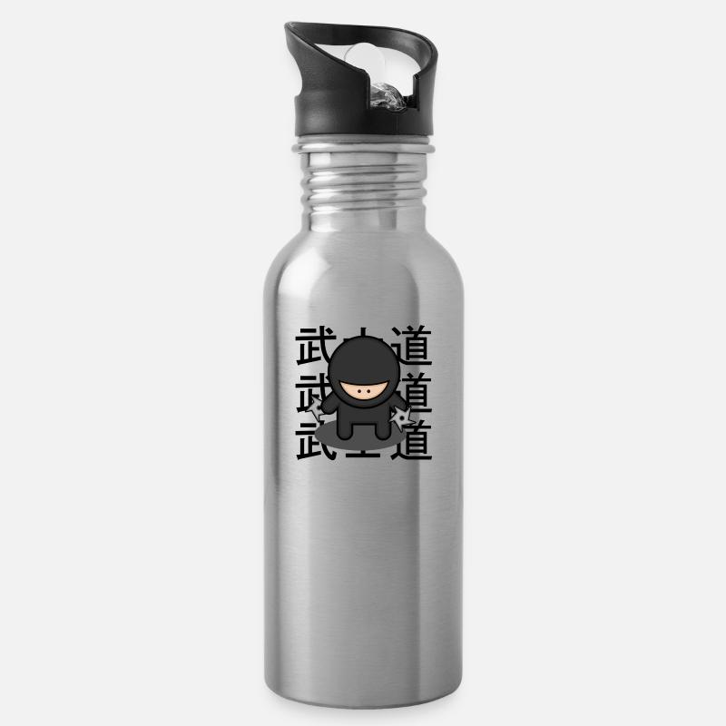 Manga Ninja - Trinkflasche mit integriertem Trinkhalm - Lightsilver