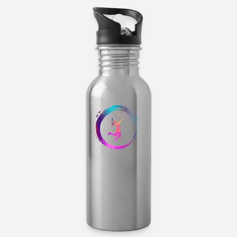 Volleyball - Trinkflasche mit integriertem Trinkhalm - Lightsilver