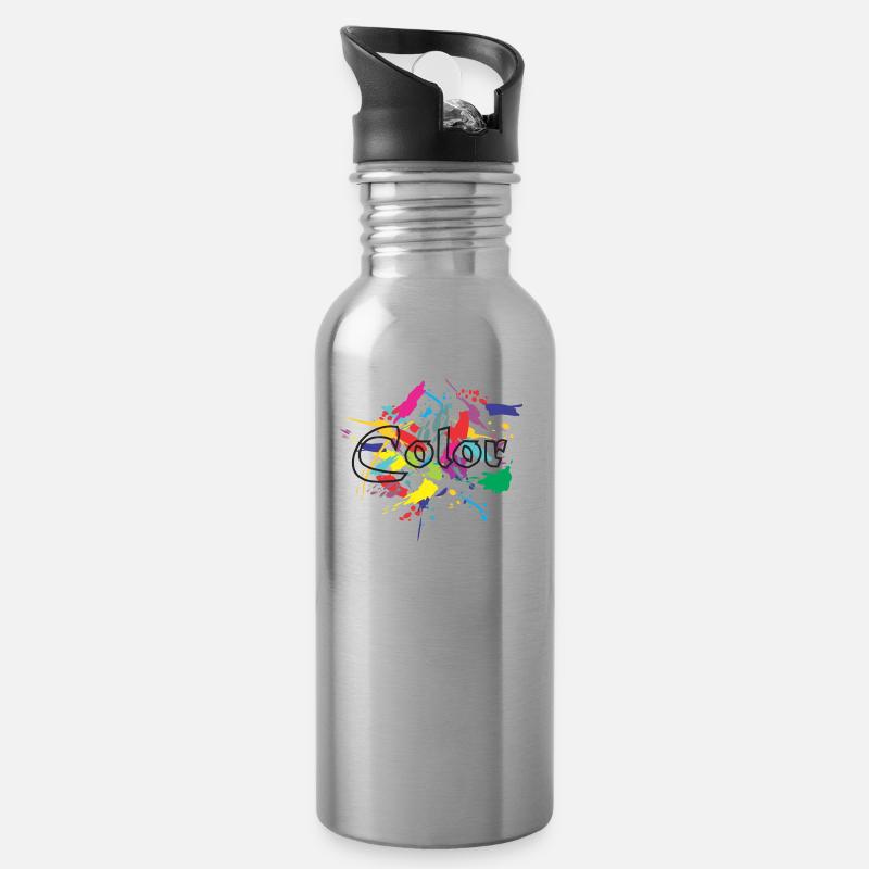 Color Symbol - Trinkflasche mit integriertem Trinkhalm - Lightsilver