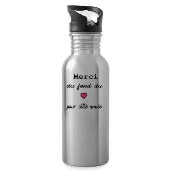 Merci du fond du cœur pour cette année - Gourde avec paille intégrée - argent clair - Droite