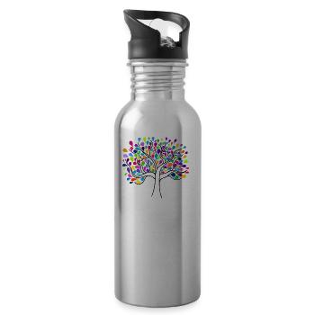 Tree of Life - Water bottle with straw - silver - Right