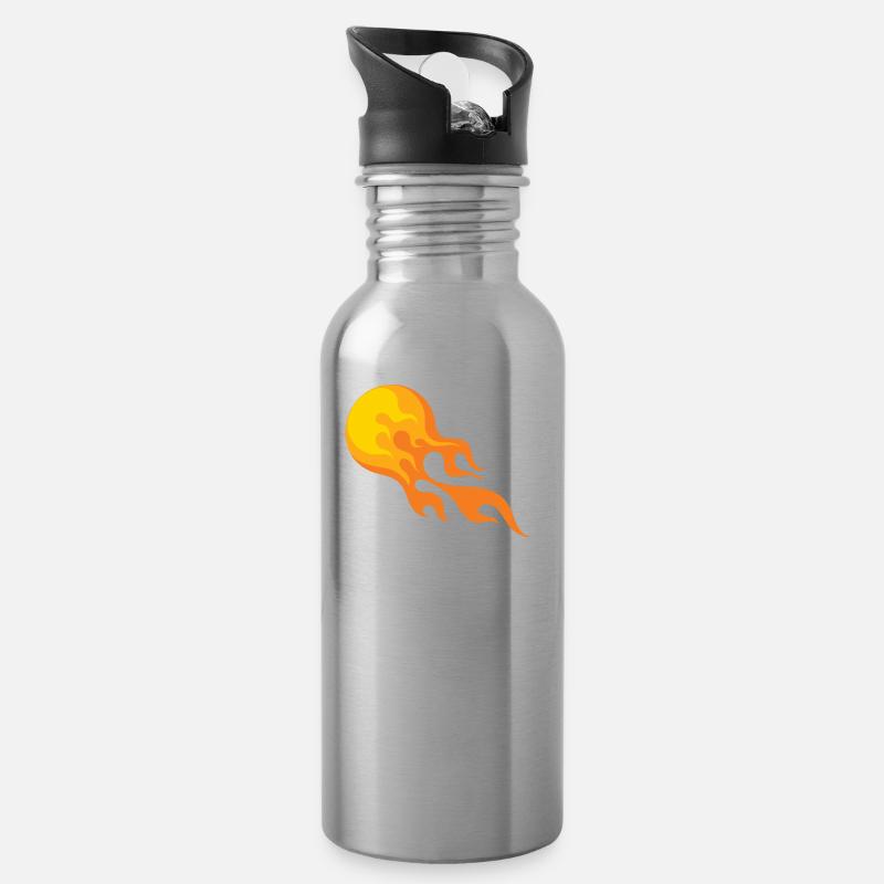 Fire - Trinkflasche mit integriertem Trinkhalm - Lightsilver