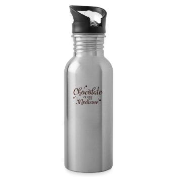chocolate - Schokolade - Love - Junkie - Trinkflasche mit integriertem Trinkhalm - Lightsilver - Rechts