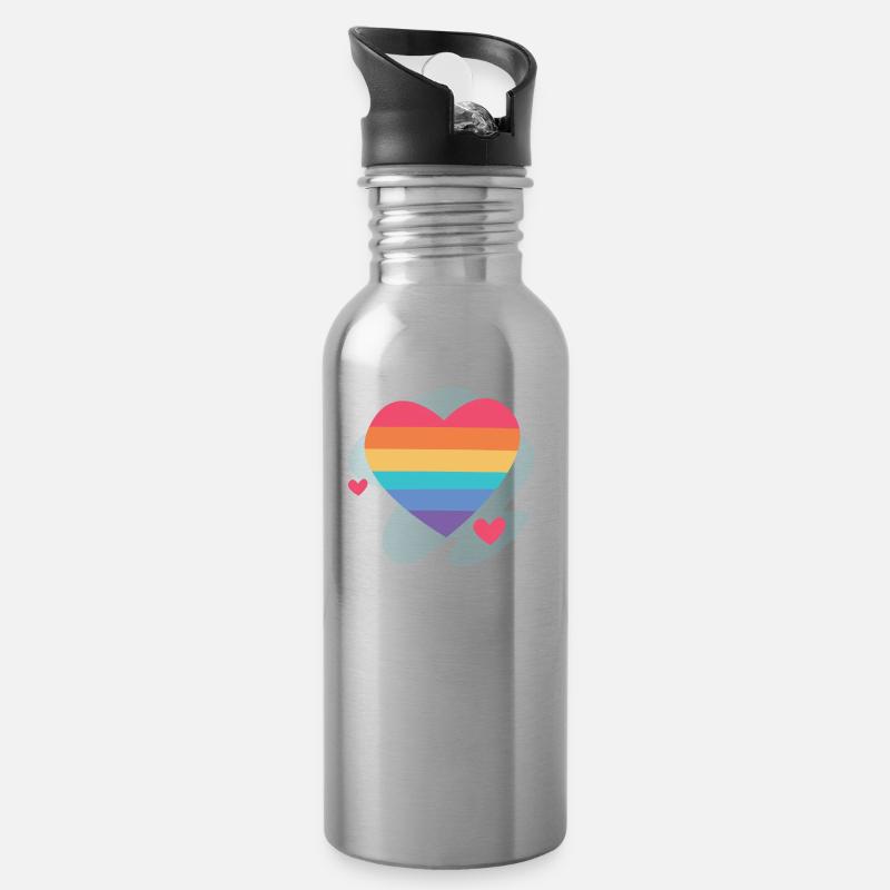RAINBOW - Trinkflasche mit integriertem Trinkhalm - Lightsilver