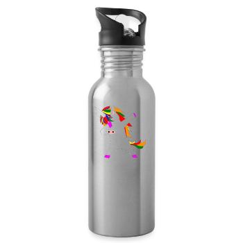 dabbing unicorn Einhorn in Regenbogenfarben lgbt - Trinkflasche mit integriertem Trinkhalm - Lightsilver - Rechts