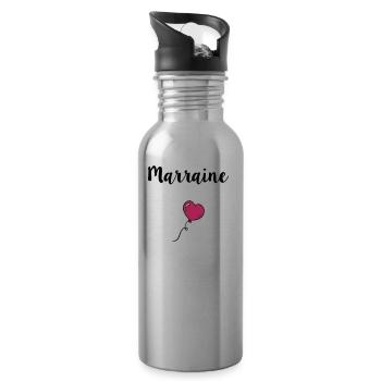 Godmother heart - Water bottle with straw - silver - Right