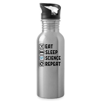 Eat Sleep Science Repeat - Trinkflasche mit integriertem Trinkhalm - Lightsilver - Rechts