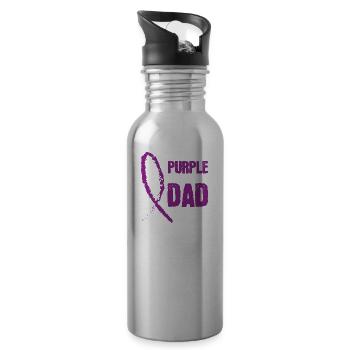 Alzheimer's Purple - Water bottle with straw - silver - Right