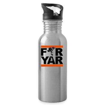 Faroe Islands logo - Water bottle with straw - silver - Right
