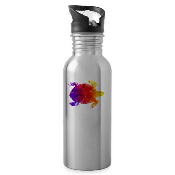 Farbige Schildkröte - Trinkflasche mit integriertem Trinkhalm - Lightsilver - Rechts