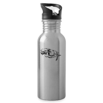 Schaedel Saebelzahnhirsch - Trinkflasche mit integriertem Trinkhalm - Lightsilver - Rechts