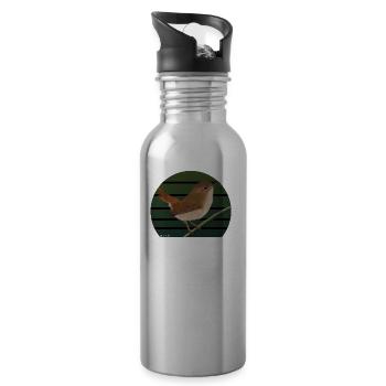 jz.birds Wren Bird Design - Water bottle with straw - silver - Right