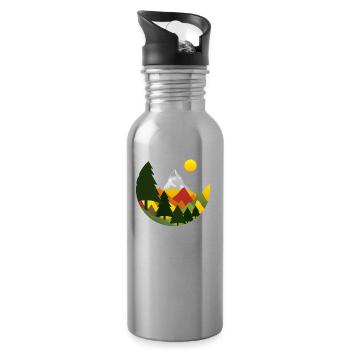 Mountains Mountains Autumn - Water bottle with straw - silver - Right
