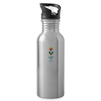 Alchemy Abstract Elements Fire Water Air Earth - Water bottle with straw - silver - Right