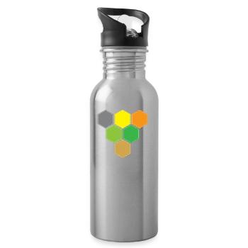 Hexagons gegen Sieg - Trinkflasche mit integriertem Trinkhalm - Lightsilver - Rechts