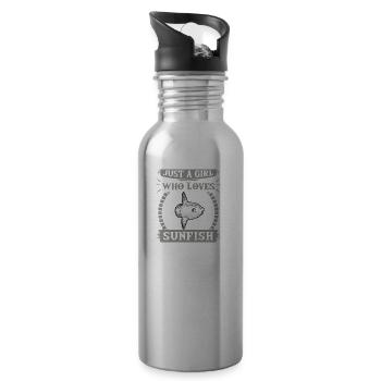 Just A Girl Who Loves Sunfish Animal Love T-Shirt - Water bottle with straw - silver - Right