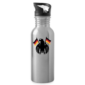 Heraldic Eagle Cartoon / German Eagle Cartoon (3c) - Water bottle with straw - silver - Right