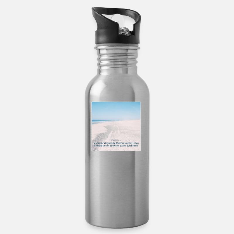 Christlicher Aufdruck, Bibel Vers - Trinkflasche mit integriertem Trinkhalm - Lightsilver