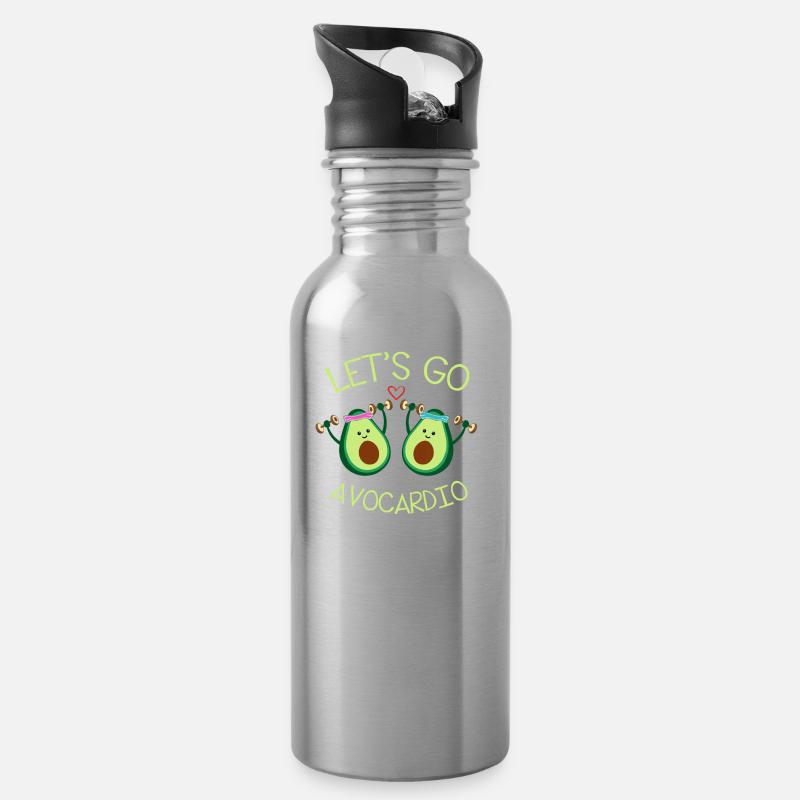 Lass uns Avocardio spielen - Trinkflasche mit integriertem Trinkhalm - Lightsilver