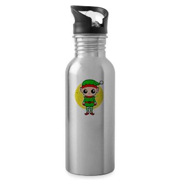 Gnome pour Noël pour les enfants et les parents - Gourde avec paille intégrée - argent clair - Droite