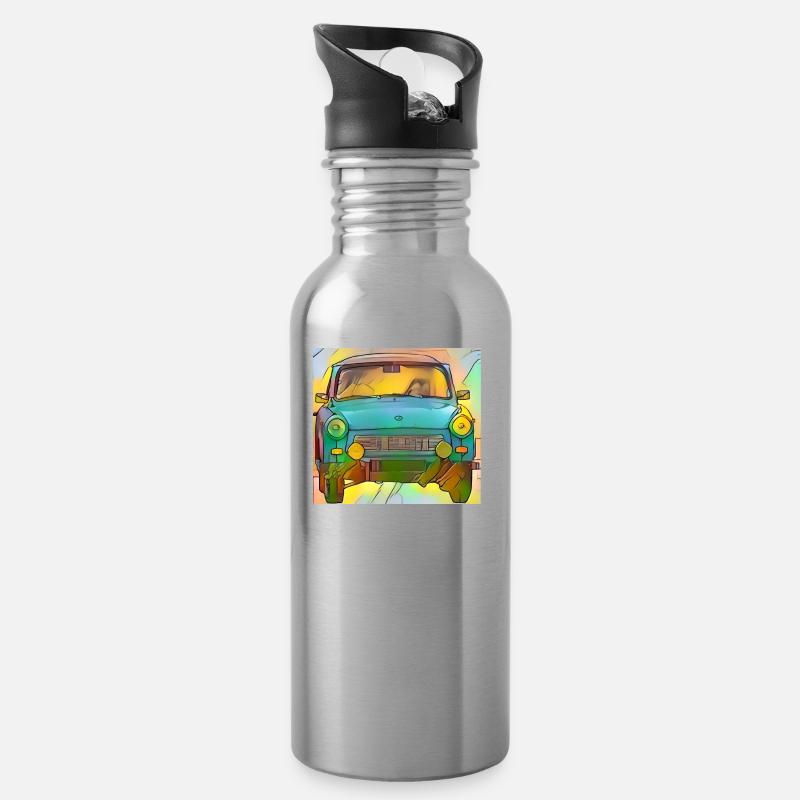 Trabi - Trinkflasche mit integriertem Trinkhalm - Lightsilver