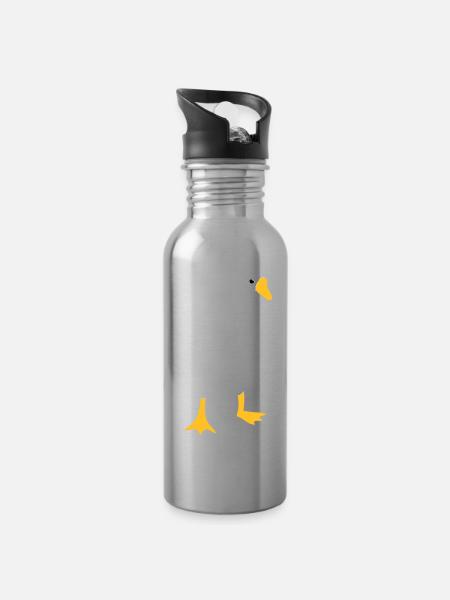 Sehr böse weiße Gans - Trinkflasche mit integriertem Trinkhalm - Lightsilver
