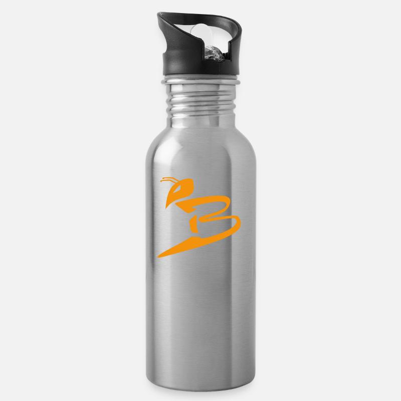 Bee orange - Water bottle with straw - silver