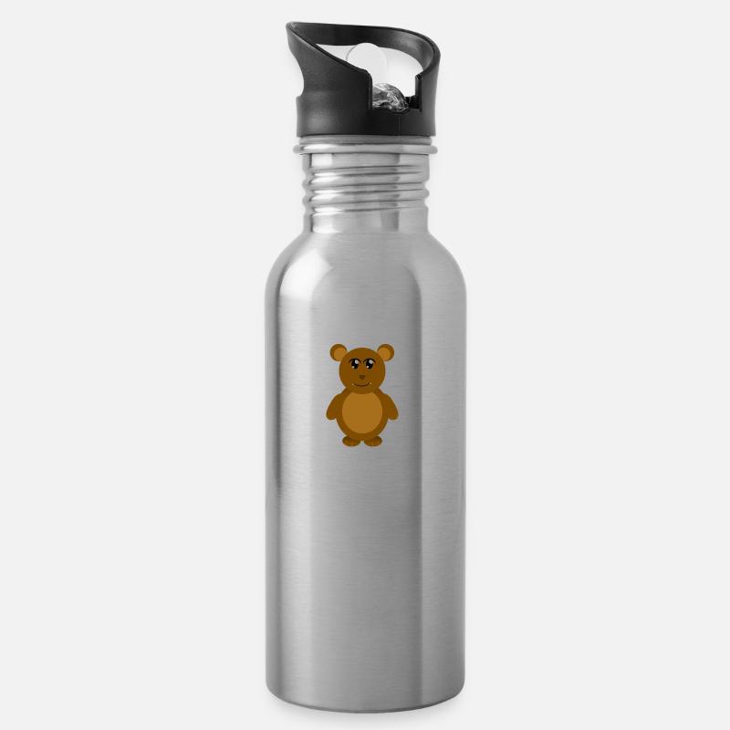 Cute bear - Water bottle with straw - silver
