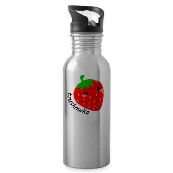 Fraise, Truskawka - Gourde avec paille intégrée - argent clair - Droite