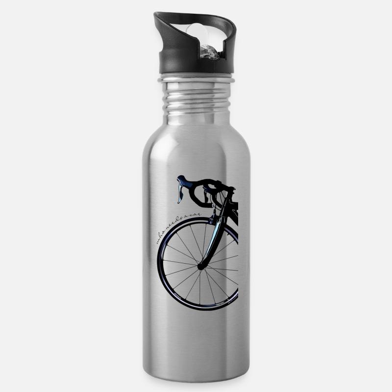 ohne Auto - Trinkflasche mit integriertem Trinkhalm - Lightsilver