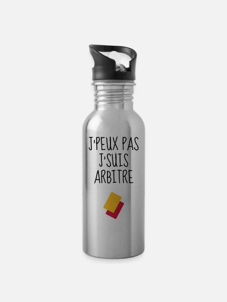 Arbitre / Arbitrage / Sport / Sifflet - Gourde avec paille intégrée - argent clair