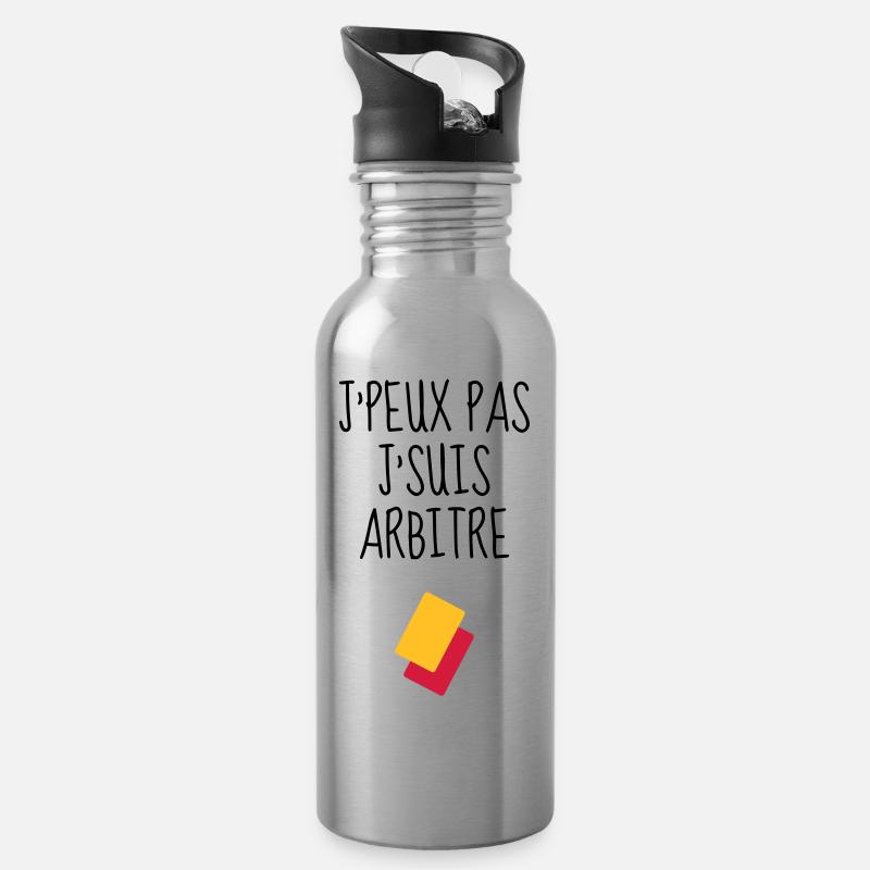 Arbitre / Arbitrage / Sport / Sifflet - Gourde avec paille intégrée - argent clair