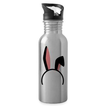 Rabbit ears bicolored - Water bottle with straw - silver - Right
