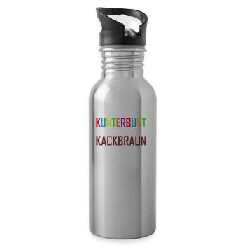 Kunterbunt Antifa | Gegen Nazis Rassismus Geschenk - Trinkflasche mit integriertem Trinkhalm - Lightsilver - Rechts