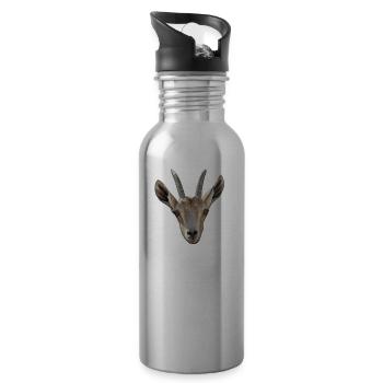 Ziegenkopf Geschenk Ziege - Trinkflasche mit integriertem Trinkhalm - Lightsilver - Rechts