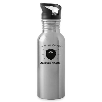 la vie est plus belle avec un barbu cadeau drôles - Gourde avec paille intégrée - argent clair - Droite