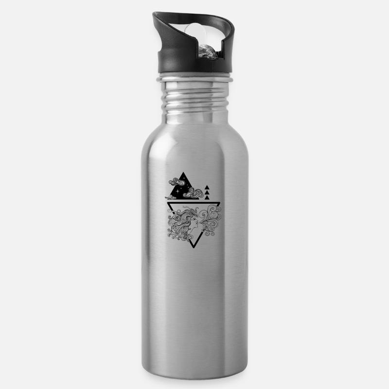 Shirt Kunst - Trinkflasche mit integriertem Trinkhalm - Lightsilver