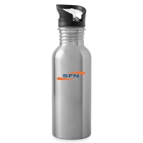 SFN Logo mit rundem Text in weiß - Trinkflasche mit integriertem Trinkhalm