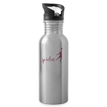Handball Mädchen | Handballer Team Hobby Geschenke - Trinkflasche mit integriertem Trinkhalm - Lightsilver - Rechts