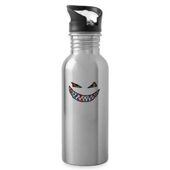 Rainbow Monster Shark Teeth Regenbogen Farben - Trinkflasche mit integriertem Trinkhalm - Lightsilver - Rechts