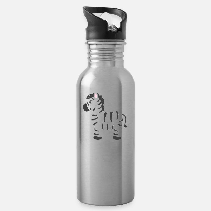 Zebra - Trinkflasche mit integriertem Trinkhalm - Lightsilver