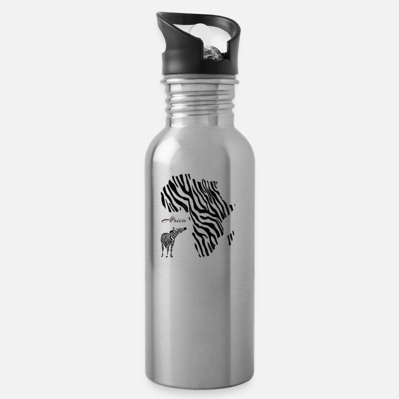Afrika - Trinkflasche mit integriertem Trinkhalm - Lightsilver