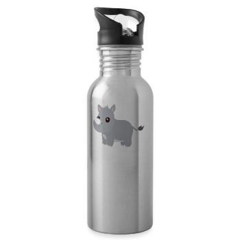 rhino - Water bottle with straw - silver - Right