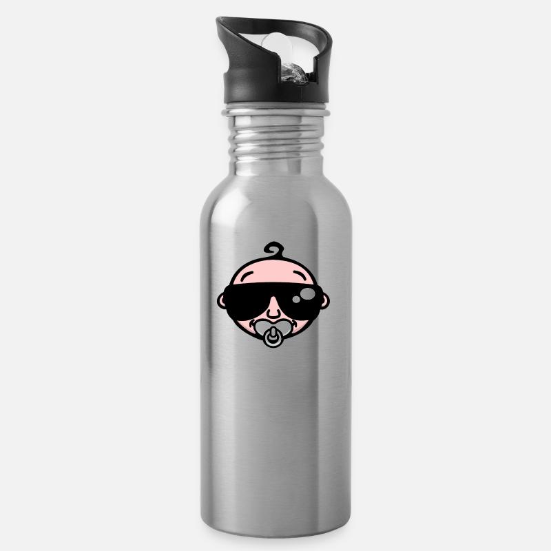 Cool Baby mit Sonnenbrille (Farbe) - Trinkflasche mit integriertem Trinkhalm - Lightsilver